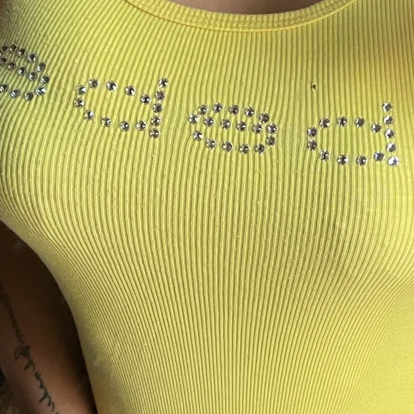 Bright Yellow Bebe Tanktop w/ Semi-Sheer Back - Picture 4 of 4